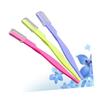 ARTSEWPLY Stainless Steel Eyebrow Razor Trimmer Kit 3-Piece Eyebrow Shaping Tool Set for Women Safety Cover for Grooming and Makeup