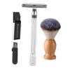 ARTSEWPLY 1set Beard Kit Beard Brush and Cleaning Tool Manual Shaving for Professional Grooming Portable Silver Safety Double Blades and Brush view 1