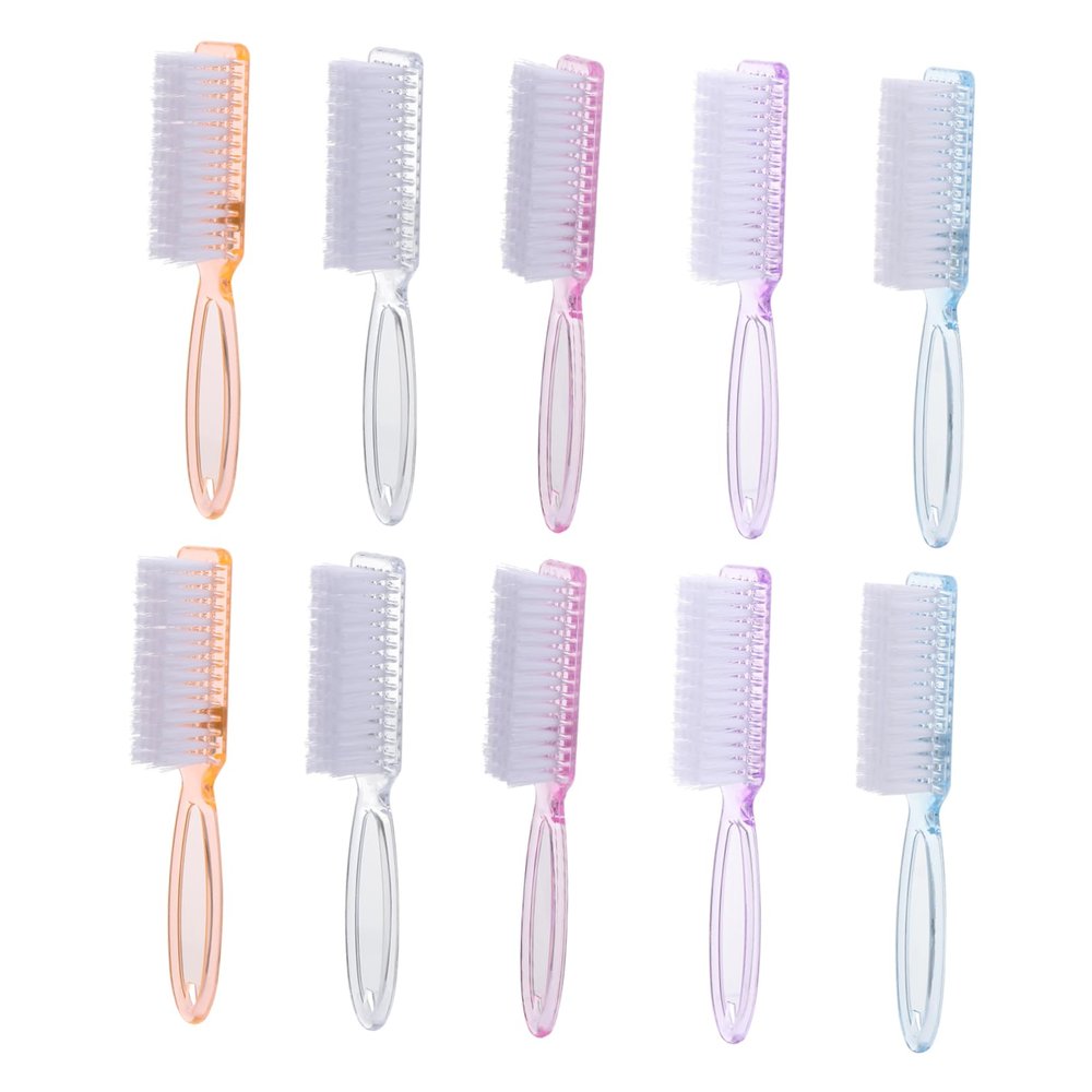 BATHVEVE 10pcs Handle Nail Brush Flexible Fingernail Cleaner for Toes Hands Kitchen Bathroom Multi-purpose Scrubbing Tool for Home Travel Use