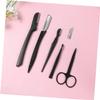 DECOMELODY Stainless Steel Eyebrow Razor Set Tweezers Comb Scissors Shaper Women Makeup Tools Compact for Travel view 3
