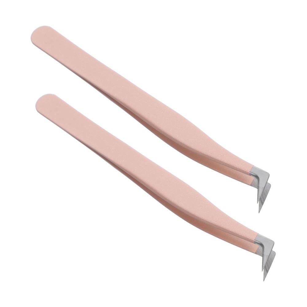 BIUDECO 2Pcs Stainless Steel Eyelash Extension Tweezers Curved Tip Precision Grooming Tools for Application for Professional and Home Use