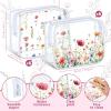 Sanwuta 12 Pcs Wildflower Makeup Bags Clear Cute Flower Gift Bag Portable Cosmetic Pencil Pouch with Zipper Small Floral Toiletry Organizer Wedding Party Favors for Women Travel Birthday Party Decor view 2
