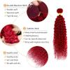 Red Curly Bundles Fire Red Human Hair Bundles 20 20 20 Inch Same Length Unprocessed Virgin Burgundy Kinky Curly Bundle Hair Weave view 3