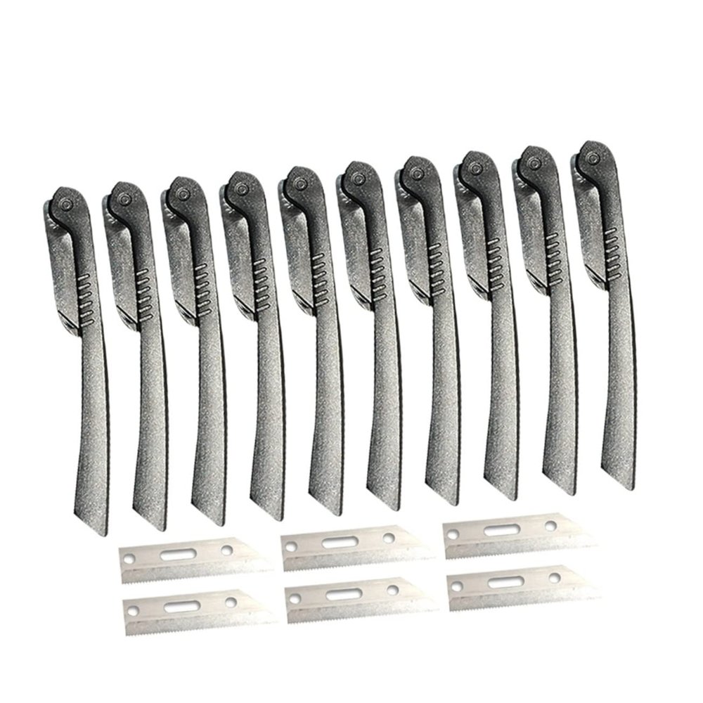 EPIGEIST Stainless Steel Foldable Eyebrow Razor Set 10pcs Portable Eyebrow Trimmer Kit for Precise Shaping and Grooming with Scissors for Makeup Enthusiasts