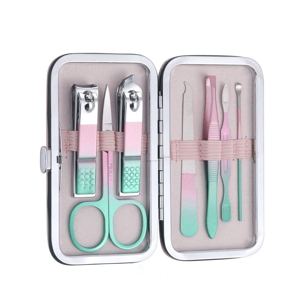 7/12/18 Pieces Nail Clippers, Rainbow Manicure Set, Stainless Steel Pedicure Set, Nail Scissors,Colorful 7 in 1