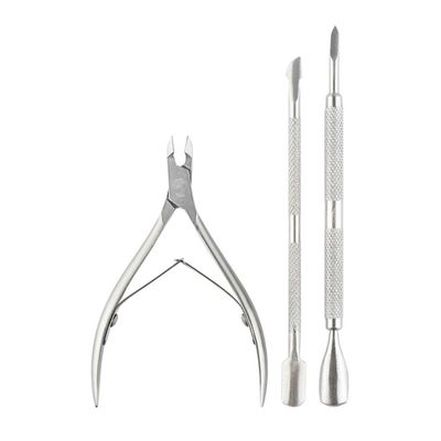 3Pcs Cuticle Nipper with Cuticle Pusher Trimmer, Stainless Steel Remover Cutter Scissors Nail Art Tools,Silver