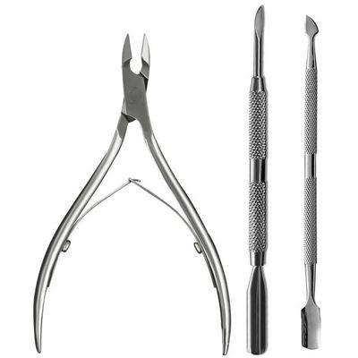 3pcs/Set Stainless Steel Nail Art Cutter Scissor 2 Ways Cuticle Clipper Pusher Remover Kit Manicure Pedicure Tools,C503,3pcs