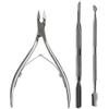 3pcs/Set Stainless Steel Nail Art Cutter Scissor 2 Ways Cuticle Clipper Pusher Remover Kit Manicure Pedicure Tools,C503,3pcs view 1