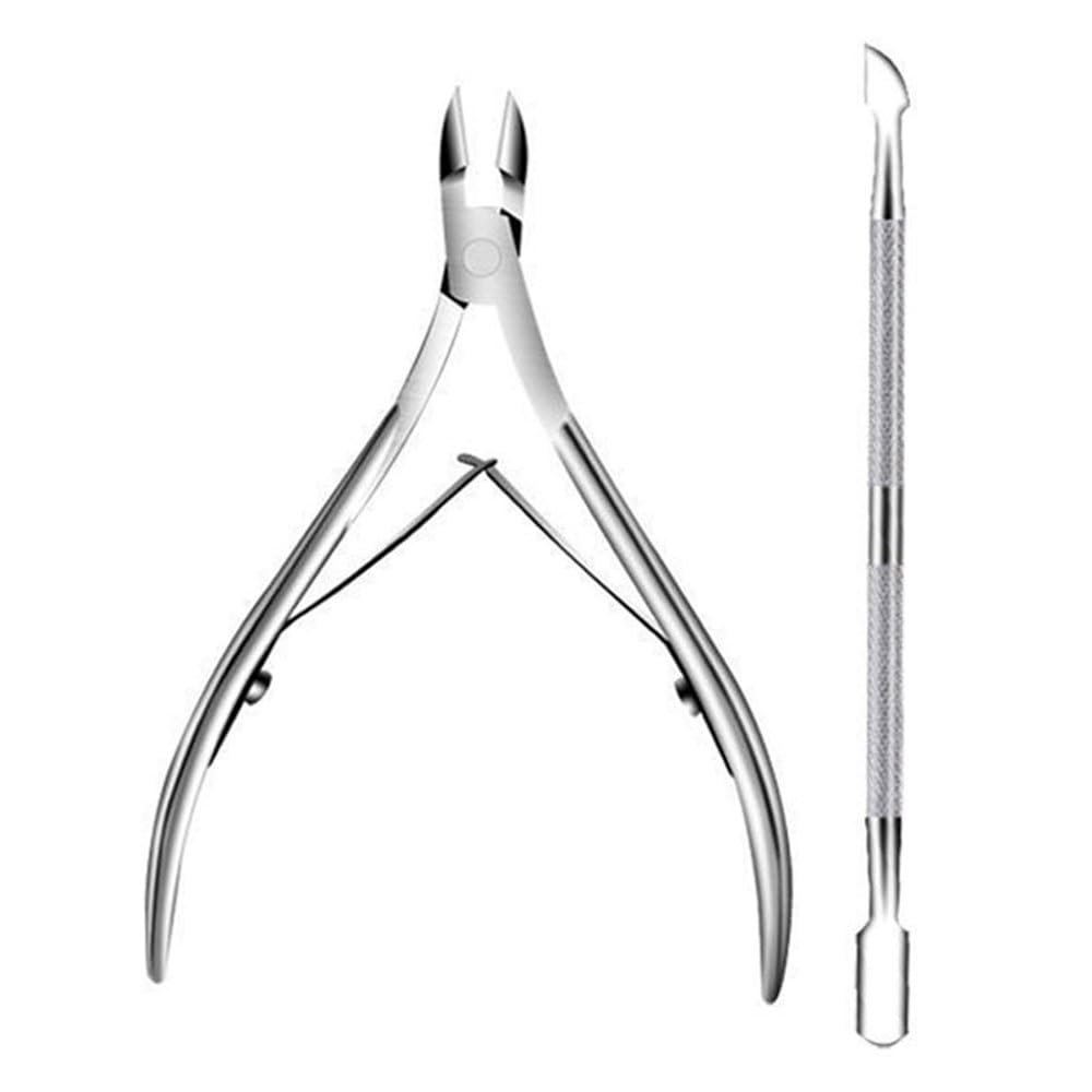 3pcs/Set Stainless Steel Nail Art Cutter Scissor 2 Ways Cuticle Clipper Pusher Remover Kit Manicure Pedicure Tools,C503,2pcs