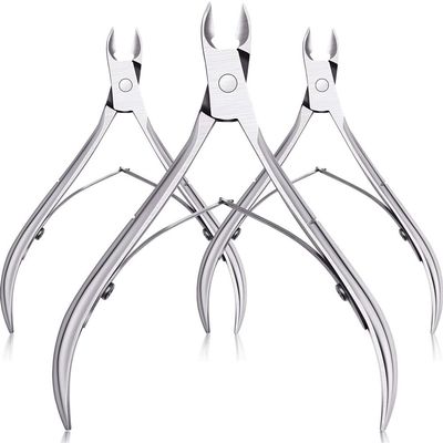 3 Pcs/Set Toenail Fingernail Cuticle Nippper Professional Nail Clipper Manicure Cutter Scissoris Stainless Steel Trimmer Tools,Sliver,C