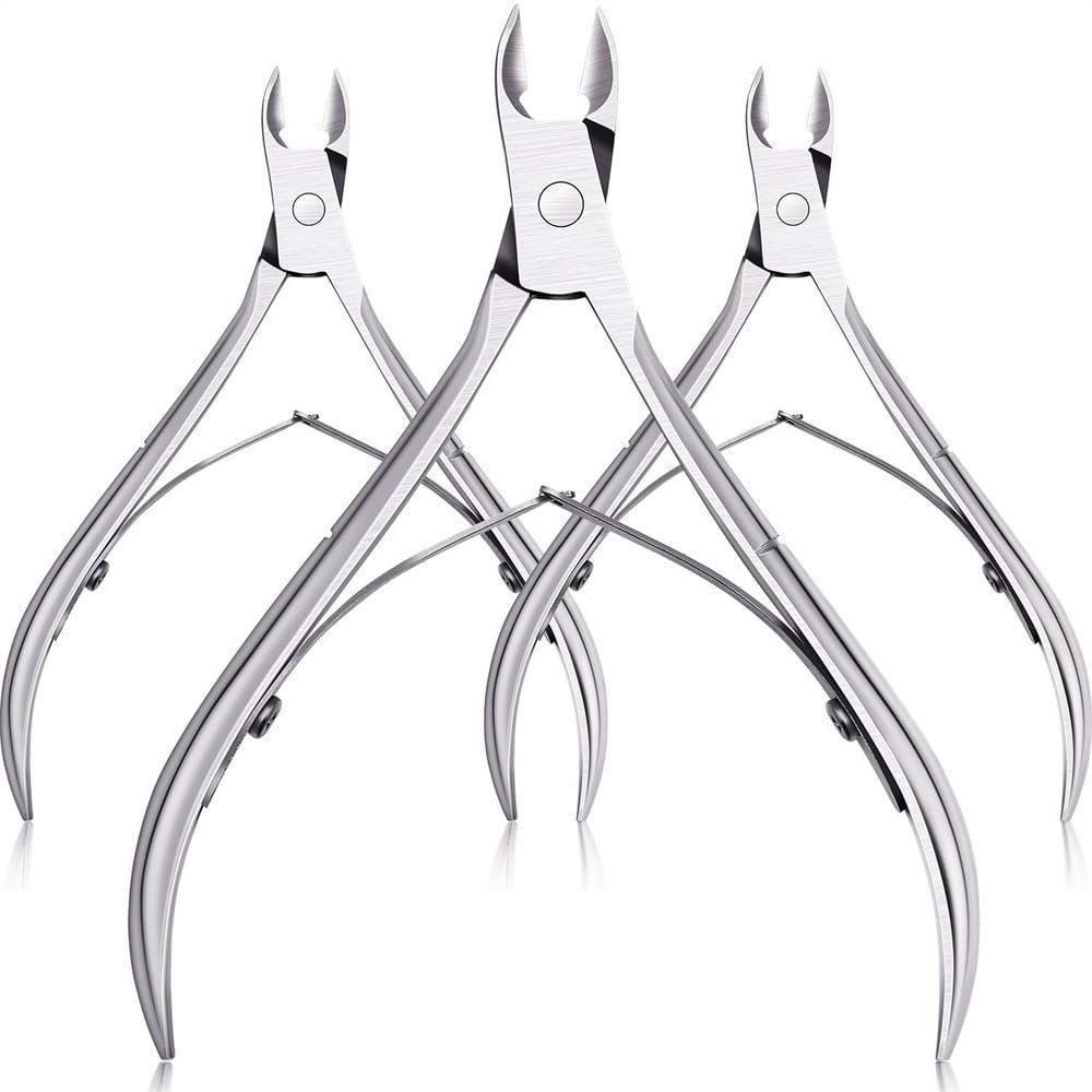 3 Pcs/Set Toenail Fingernail Cuticle Nippper Professional Nail Clipper Manicure Cutter Scissoris Stainless Steel Trimmer Tools,Sliver,C