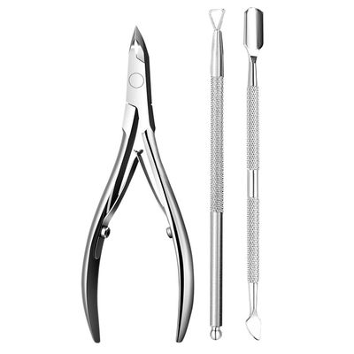4Pcs/Set Nail Nippers Scissors Cuticle Trimmer Extremely Cuticle Pusher Stainless Steel Pedicure Manicure Fingernail Tools,Dark Khaki