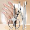 4Pcs/Set Nail Nippers Scissors Cuticle Trimmer Extremely Cuticle Pusher Stainless Steel Pedicure Manicure Fingernail Tools,Dark Khaki view 2