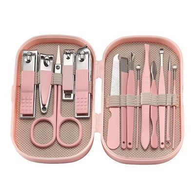 14-Piece Stainless Steel Nail Clipper Set for Home use, Dedicated for Manicure and Pedicure, Including Nail Clippers, Ear Picks,Pink