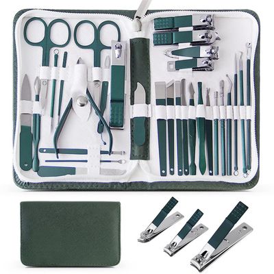 30 pcs Nail Clippers Manicure Tool Set, with Portable Travel Case, Cuticle Nippers and Cutter Kit, Professional Nail Clippers,Green 30 pcs