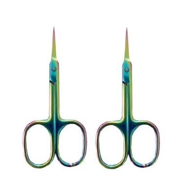 1-8pc Manicure Scissors Cuticle Regrowth Cut Curved Tip Nail Cut Grooming Professional Stainless Steel Remover,Colorful 2pc