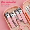 14 Piece Manicure & Pedicure Set Pink and Blue Stainless Steel Nail Scissors, Clippers, Ear Digging Spoon for Men & Women,SET110,Green view 2
