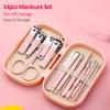 14 Piece Manicure & Pedicure Set Pink and Blue Stainless Steel Nail Scissors, Clippers, Ear Digging Spoon for Men & Women,SET110,Green view 3