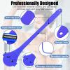 Dexspoeny 2 in 1 Back Shaver & Massage Cleaning Brush with Bendable Handle, Manual Stainless Steel Razor for Back & Body Hair Removal, Portable Wet Dry Body Groomer with 8 Pcs Replaceable Blades-Blue view 3