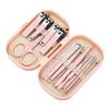 14 Piece Manicure & Pedicure Set Pink and Blue Stainless Steel Nail Scissors, Clippers, Ear Digging Spoon for Men & Women,SET110,Pink view 1