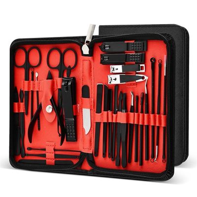 30 in 1 Manicure Cutters 30 Pcs Nail Clipper Set Household Steel Manicure Kit Nail Clippers Pedicure Nail Sciss,Black,Red 30 in 1,U