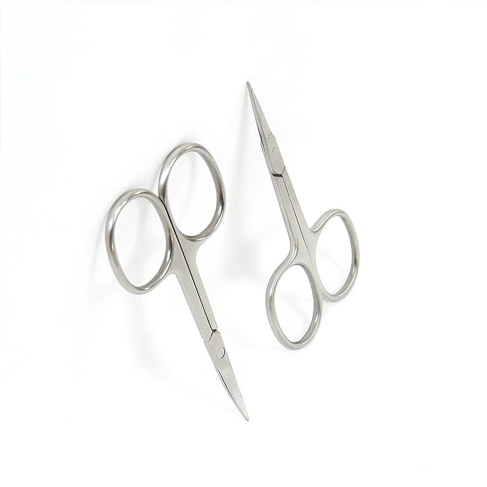 1pc Small Nail Tools Cuticle Eyebrow Nose Hair Scissors Straight Curved Tip Stainless Steel Manicure Scissors,Type 3