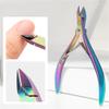 1pc Iridescent Stainless Steel Nipper Golden Silvery Cuticle Cutter Nail Nippers Scissors Manicure Remover Tool,Golden view 2