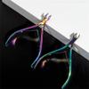 1pc Iridescent Stainless Steel Nipper Golden Silvery Cuticle Cutter Nail Nippers Scissors Manicure Remover Tool,Golden view 3