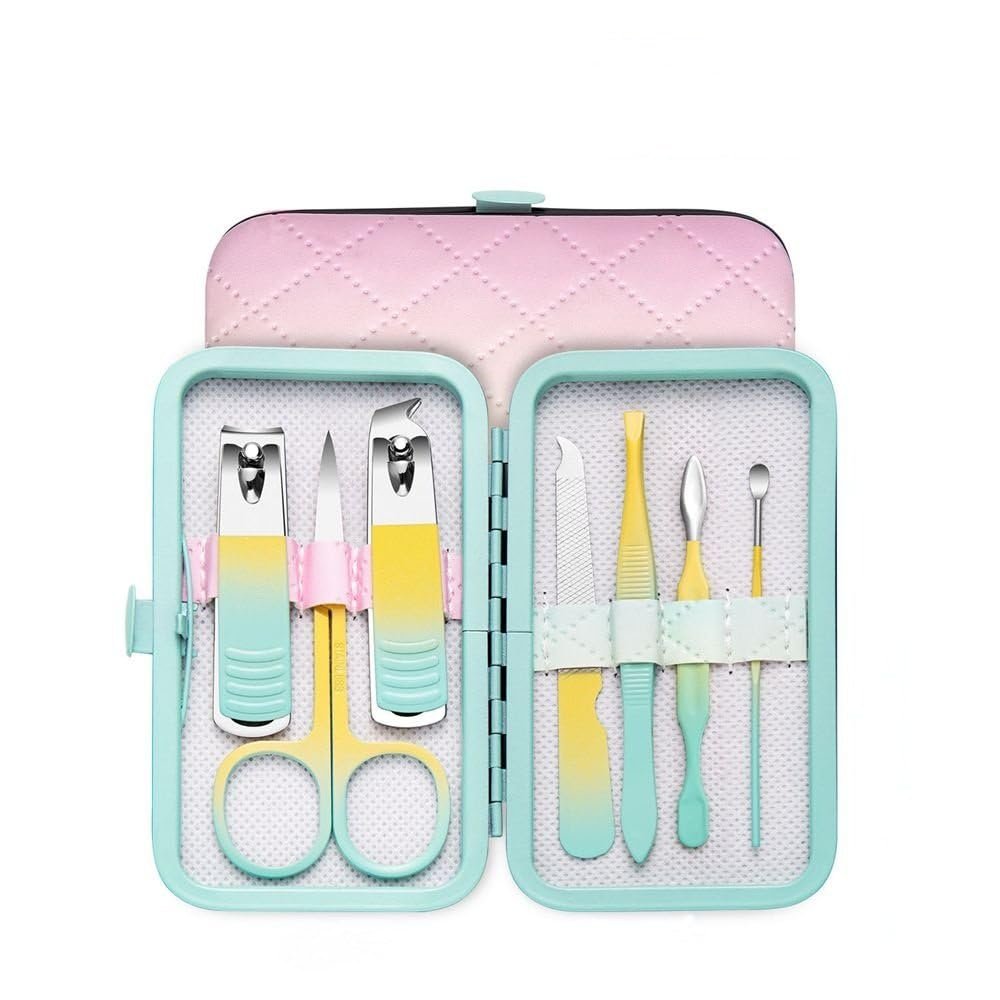 7/10/12/18pcs Set Professional Stainless Steel Manicure & Pedicure Kit Precision Nail Care with Travel Case with Nail Clipper,7 pcs Set