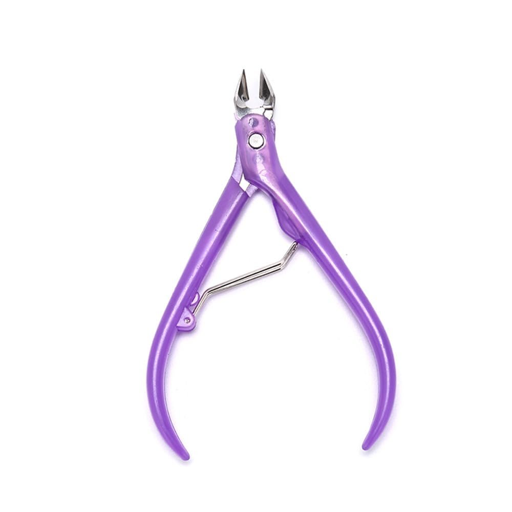 1 Pc Manicure Stainless Steel Scissors Nail Cuticle Clippers Plastic Handle,Purple