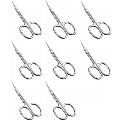 1-8pc Manicure Scissors Cuticle Regrowth Cut Curved Tip Nail Cut Grooming Professional Stainless Steel Remover,8pcs