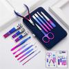 7/10/12/15Pcs Stainless Steel Manicure Kit Nail Clippers Set Manicure Professional Grooming Care Tool Leather Travel Case,10 pcs Set view 2