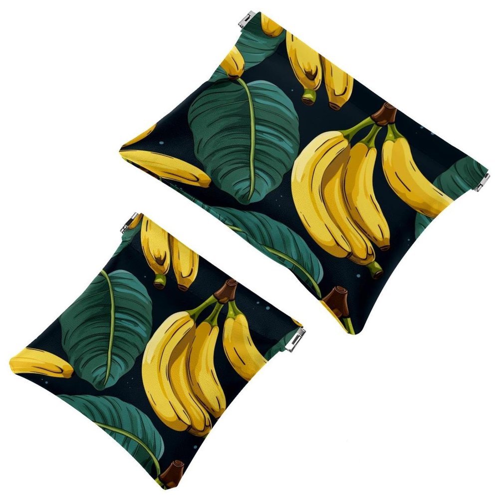 2Pcs Shrapnel Pouch for Purse, Yellow Banana-1696 Waterproof Makeup Bag, Portable Pouch for Women Gifts