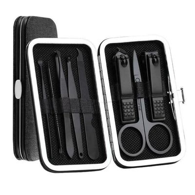 8PCS/Set Portable Manicure Gadget Set Stainless Steel Nail Care Tool Pedicure Scissor Tweezer Ear Pick Utility Nail Clipper Kits,Set A