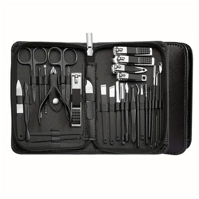 30 pcs Nail Clippers Manicure Tool Set, with Portable Travel Case, Cuticle Nippers and Cutter Kit, Professional Nail Clippers,Black 30 pcs