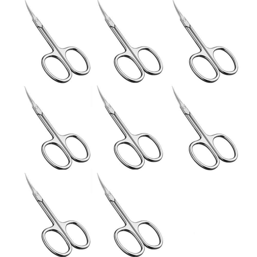 1-8pc Manicure Scissors Cuticle Regrowth Cut Curved Tip Nail Cut Grooming Professional Stainless Steel Remover,8pcs