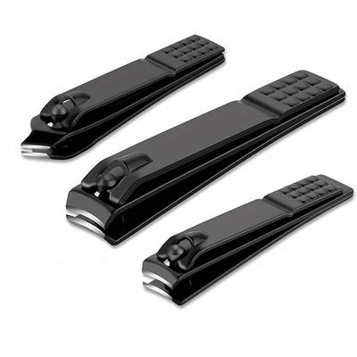 4-Piece Black Stainless Steel Nail Clipper with Nano Glass File polishing Nail File Manicure Tool Set,Black Shape2