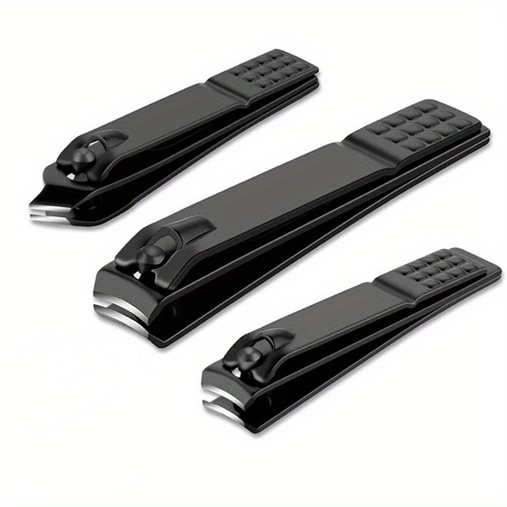 4-Piece Black Stainless Steel Nail Clipper with Nano Glass File polishing Nail File Manicure Tool Set,Black Shape2