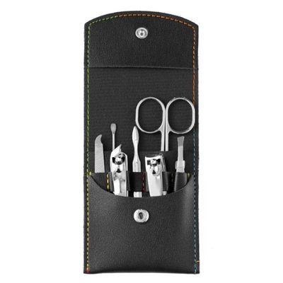 7 Pcs Professional Nail Cutter Pedicure Scissors Set Stainless Steel Eagle Hook Portable Manicure Nail Clipper Tool Set,Black
