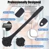 Dexspoeny 2 in 1 Back Shaver & Massage Cleaning Brush with Bendable Handle, Manual Stainless Steel Razor for Back & Body Hair Removal, Portable Wet Dry Body Groomer with 8 Pcs Replaceable Blades-Black view 3