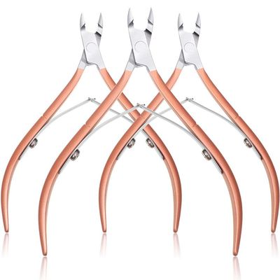 3 Pcs/Set Toenail Fingernail Cuticle Nippper Professional Nail Clipper Manicure Cutter Scissoris Stainless Steel Trimmer Tools,Pink,C