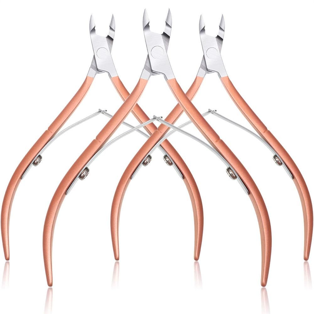 3 Pcs/Set Toenail Fingernail Cuticle Nippper Professional Nail Clipper Manicure Cutter Scissoris Stainless Steel Trimmer Tools,Pink,C