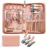 30 pcs Nail Clippers Manicure Tool Set, with Portable Travel Case, Cuticle Nippers and Cutter Kit, Professional Nail Clippers,Rose Golden 30 pcs view 1