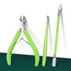 3Pcs/Set Professional Stainless Steel Nail Cutter Scissor Nippers Muti Function Cuticle Pusher Remover Nail Care Manicure Kits,Green view 1