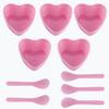 5 Sets Plastic Heart Shaped Facial Mask Mixing Bowl, Pink Facemask Bowl DIY Skin Care Mixing Tool Kit with Spatulas for Mud Masks, Home Salon, and Beauty Salon Use, Face Mask Applicator Tool(5 Pcs) view 1