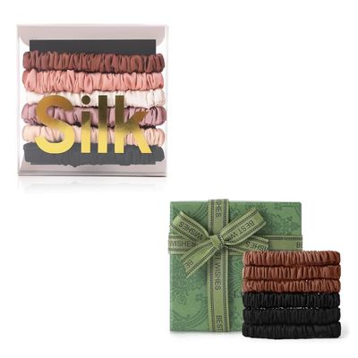 12PCS Silk Scrunchies for Hair, 100% Mulberry Silk Hair Ties, Scrunchies for Women Girls, Elastic Ponytail Holders No Damage