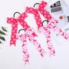 20pcs Collegiate Breast Cancer Awareness Cheer Bows for Girls, Long Tail Skinny Cheer Bow Ponytail Holder Handmade Bows for Girls Cheerleader Sports (Pink White) view 2