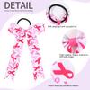 20pcs Collegiate Breast Cancer Awareness Cheer Bows for Girls, Long Tail Skinny Cheer Bow Ponytail Holder Handmade Bows for Girls Cheerleader Sports (Pink White) view 3
