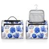 Adornori Starfish and Seashells Travel Toiletry Bag for Women Large Capacity Wide-open Makeup Organizer Cosmetic Travel Bags for Toiletries, Nautical Coastal view 4