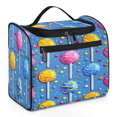 Adornori Candy Travel Toiletry Bag for Women Large Capacity Wide-open Makeup Organizer Cosmetic Travel Bags for Toiletries, Colorful